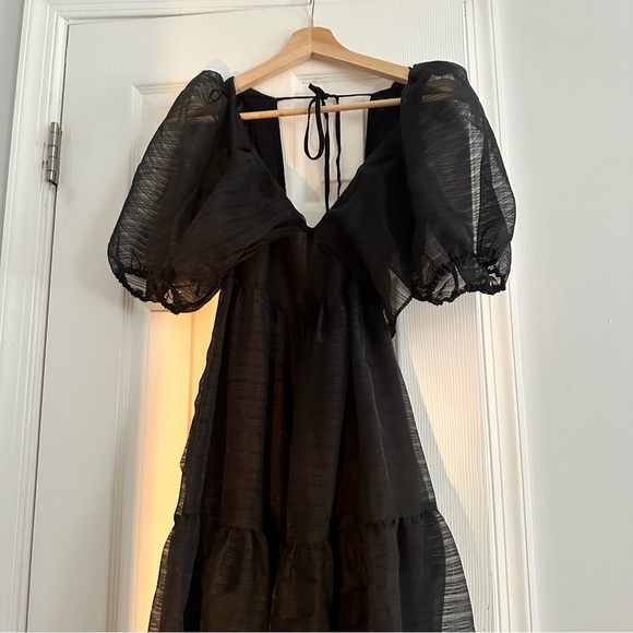 Free People Black Sheer Midi Dress - Picture 7 of 9